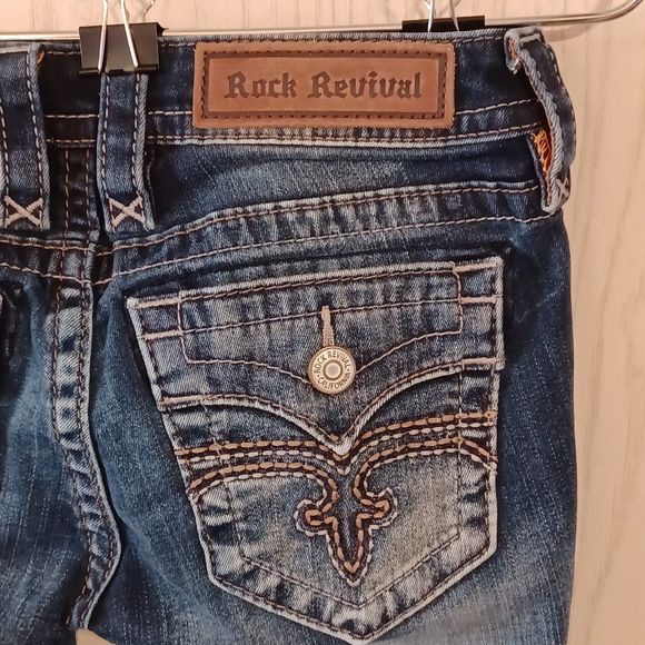 Rock Revival Alivia Jeans, Size 26, Low-Rise, Skinny, Distressed, Bedazzled - Picture 6 of 14